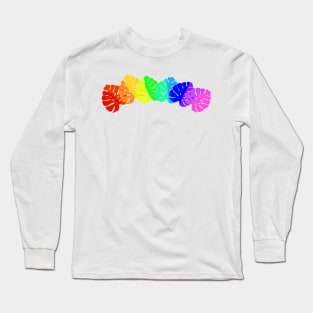 Rainbow Monstera Leaves Long Sleeve T-Shirt